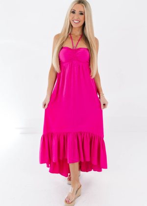 Can’t Miss Her Midi Dress - Hot Pink
