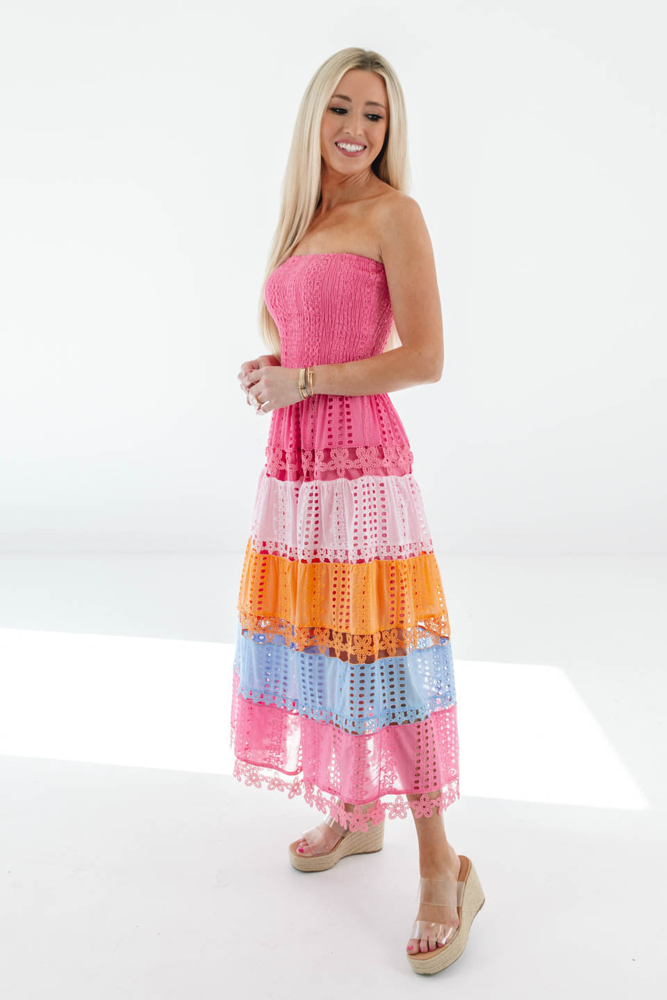 Sherbet Shade Midi Dress - Pink - 图片 4