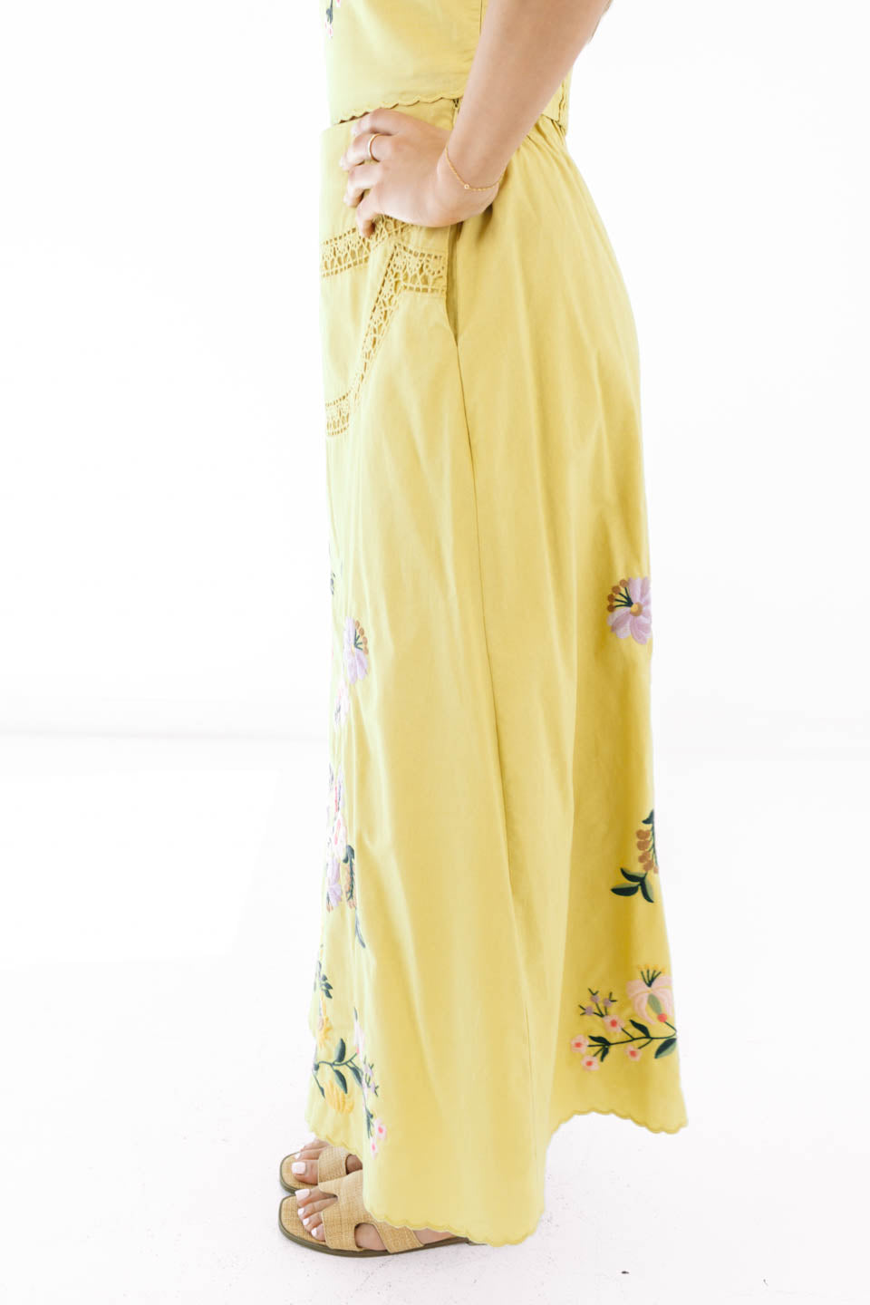 Yellow Iris Midi Skirt - Yellow - 图片 2