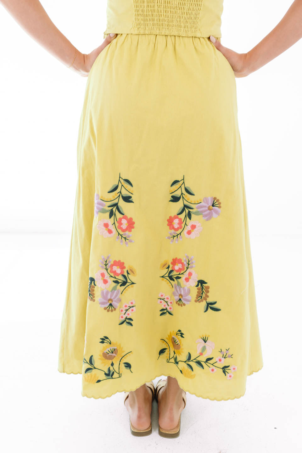 Yellow Iris Midi Skirt - Yellow - 图片 3